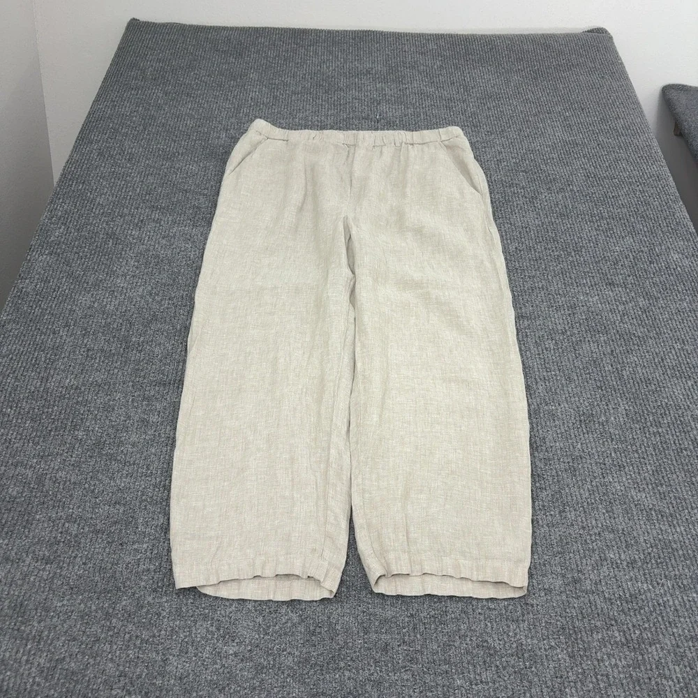 Quince Pants Women XL Tan Linen Relaxed Fit Minimalist Summer Casual
